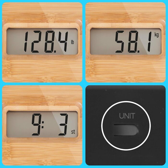 Електронна вага Duronic BS503 з LCD-дисплеєм, до 180 кг, високоточна, з еко-бамбука, автоматична, для контролю ваги
