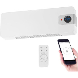 Керамічний настінний обігрівач Sichler з Wi-Fi, LED-дисплеєм, 2000 Вт, керуванням через додаток, сумісний з Google та Alexa, білий