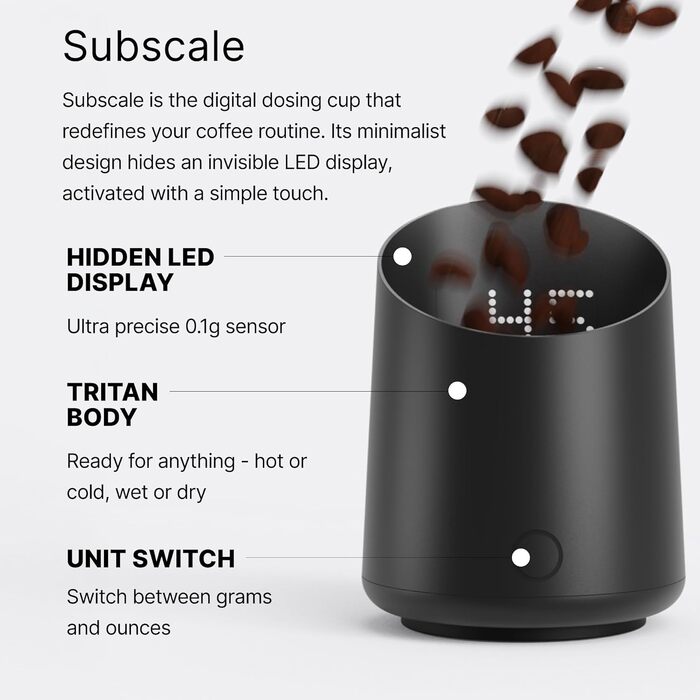 Ваги кавові Subminimal Kaffevåg SubScale для еспресо та пуроверу: цифрові, компактні, для бариста та кавоманів