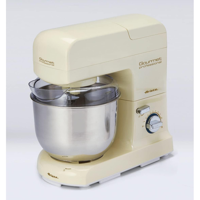 Ariete 1596 Pastamatic Gourmet 1950 - планетарний міксер з набором насадок для тіста, збивання та замішування - 10 швидкостей, бежевий