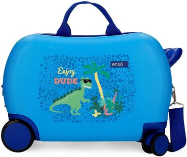 Дитяча валіза Enso Dino, синя, 45x31x20 см, жорсткий ABS-пластик, 24,6 л, 1,8 кг, 4 колеса, ручна поклажа