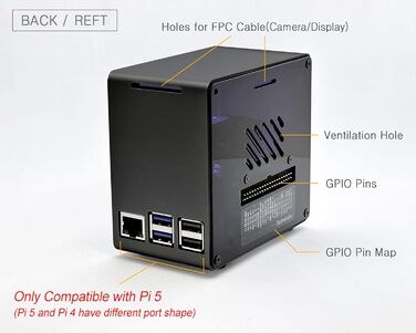 Алюмінієвий корпус-міні-тауер для Raspberry Pi 5 з вентилятором і RGB підсвічуванням ElectroCookie (чорний)