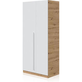Ліжко дитяче Habitdesign Noa з 2 ящиками, білий та ехо-дуб, 97x77x196 см (без ламелей)