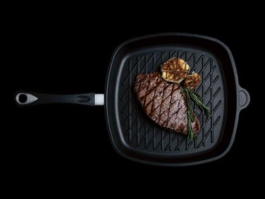 Гусятниця AMT Gastroguss 28x28 см, 5 см, BBQ-дно, знімна ручка, алюмінієва, антипригарне покриття Lotan, не для індукції