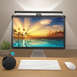 OOWOLF LED лампа для монітора 41 см з пультом, USB, захист очей, основне та фонове підсвічування, димірування, регулювання кольору, без мерехтіння, без відблисків, з бездротовим управлінням