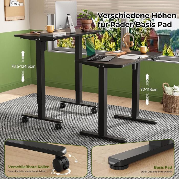 Електричний регульований стіл Gibbon Mounts 88x50 см для дому та офісу, чорний