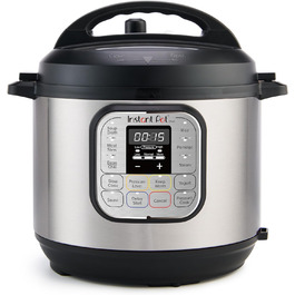 Мультиварка Instant Pot Duo 7-в-1, 5,7 л, електрична скороварка, рисоварка, йогуртниця, пароварка, повільноварка, з нержавіючої сталі, чорна