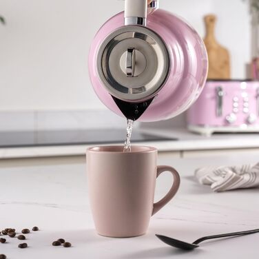 Електрочайник Salter Retro 1,7 л, 3 кВт, бездротовий, рожевий, знімний фільтр від накипу, захист від перегріву, авто вимкнення, індикатор рівня води, EK5737PNKVDE