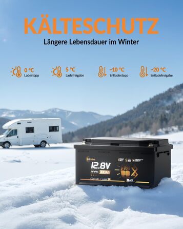 LiFePO4 акумулятор 12V 100Ah H190 з Bluetooth 5.4 для кемперів та житлових будинків на колесах, сертифікація ECE R10