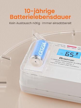 Детектор чадного газу Heiman з цифровим LCD-дисплеєм, комплект 2 шт.