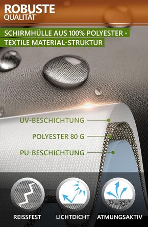 Чохол захисний для парасольки 4smile 420D Oxford (Taupe, 140x25/27 см) для саду та вулиці, водонепроникний, UV-стійкий, 2-5 м