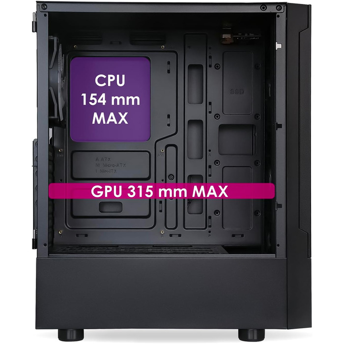 Корпус для ігрового ПК EMPIRE GAMING Sapphire ARGB, середній Tower ATX/Micro-ATX/ITX, бокова панель із загартованого скла, 3 вентилятори 120 мм ARGB, MB Sync, чорний