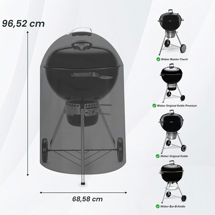 Водонепроникний чохол для гриля Weber Q100, Q200, Q1000, Q2000, Q1200, Q2200 з візком, захист від UV-променів, 81x43x89 см