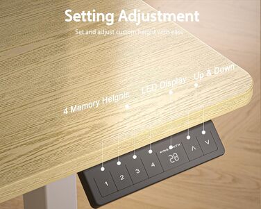 Електричний стіл-трансформер WALKINGDESK з дуба, 140x61 см, регульований письмовий стіл із 2 шухлядами для домашнього офісу, ергономічний стіл-сидячи-стоячи з полицею, тримачем для ручок та гачками
