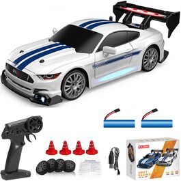 RC Дрифт-кар 1:24 4WD 2.4GHz, швидкість 30 км/год, LED підсвічування, спортивний радіокерований автомобіль для дрифту (білий)