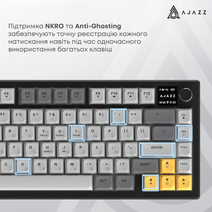 Бездротова мембранна клавіатура Ajazz AF82 (AF82-BGY)
