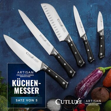 Набір кухонних ножів Cutluxe (5 предметів) з німецької сталі, професійний гострий набір ножів для кухні