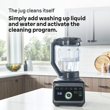 Блендер Braun PowerBlend 9 JB9040BK чорний, 1600 Вт, 2л, 18 програм, 10 швидкостей, професійний