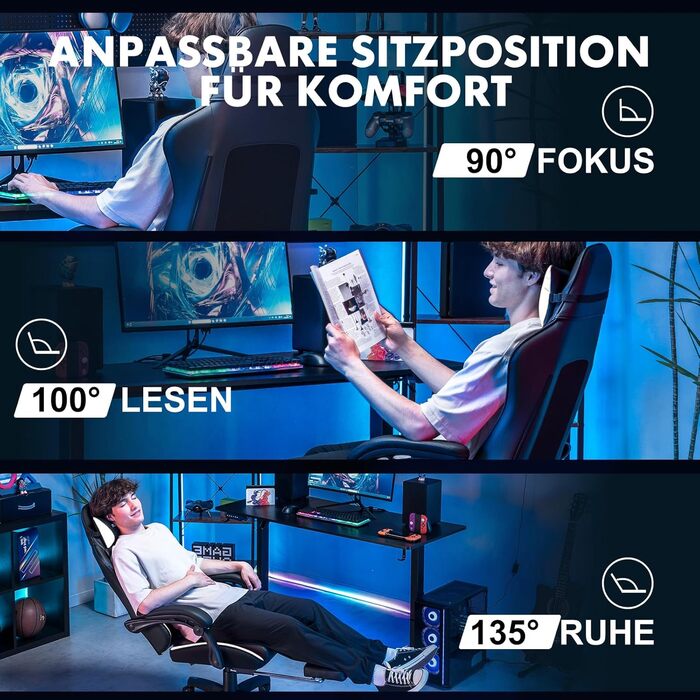 Ігровий крісло GTPLAYER з підніжкою, регульованою висотою, з підтримкою попереку та знімним чохлом. Комфортне для зими та літа.