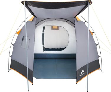 Сімейний намет CampFeuer Zelt Super+ на 4 особи: великий тунельний намет з 2 входами, тамбуром та водостійкістю 3000 мм, сірий