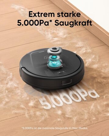 Робот-пилосос eufy L60 з потужністю 5000 Па, лазерна навігація, додаткова керованість, для глибокого очищення підлоги, ідеальний для шерсті, килимів і твердих покриттів