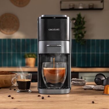 Еспресо-машина Cecotec Freestyle Compact Black: 1350W, Thermoblock, 20 Bar, 4-в-1, для кави, Dolce Gusto, Nespresso, K-Fee (700мл)