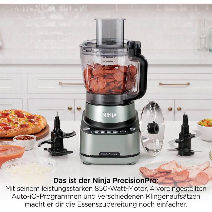 Кухонний комбайн Ninja PrecisionPro BZ651EU, 2.1 л, з насадками для тіста та овочів, чорний