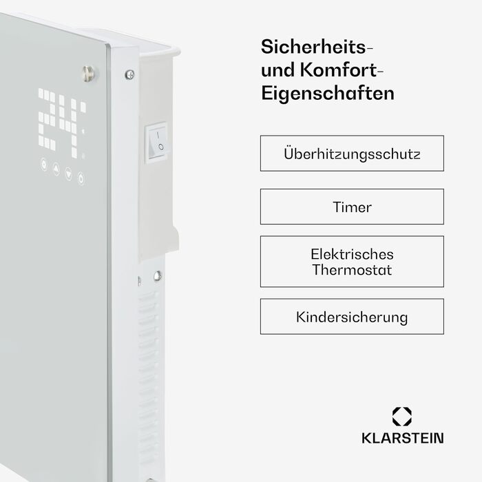Електричний конвектор Klarstein Bornholm Smart: мобільний, тихий, з термостатом та керуванням через додаток (2000 Вт, білий)