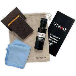 REDSALT® Набір для догляду та ремонту бамбукових і дерев'яних кухонних дощок – харчове масло для деревини, безбарвне, екологічне, подарунок для будь-якої обробної дошки