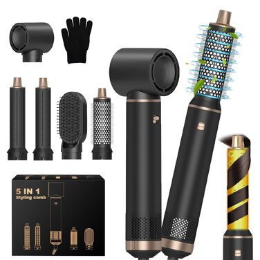Hairstyler 5 в 1: Професійний набір для укладки волосся з автозавитками, феном, йонною щіткою, випрямлячем та щіткою для об'єму. Для всіх типів волосся.