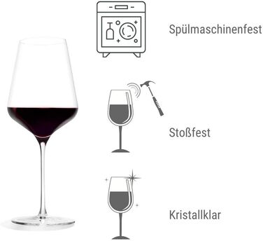 Бокали для червоного вина Stölzle Lausitz Starlight Bordeaux, 675 мл, набір 6 шт, тонкостінні, для бордоських вин, можна мити в посудомийній машині, максимальне розкриття смаку