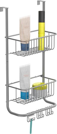 Двоярусна полиця для душу EISL без свердління, підвісна металева душова полиця для шампуню, аксесуари для ванної кімнати, BA0910, срібляста