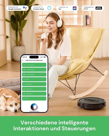Робот-пилосос Vactidy Nimble T7 з функцією вологого прибирання, 2800Па, 120 хв автономної роботи, керування через Alexa, App, Siri, для шерсті тварин і килимів