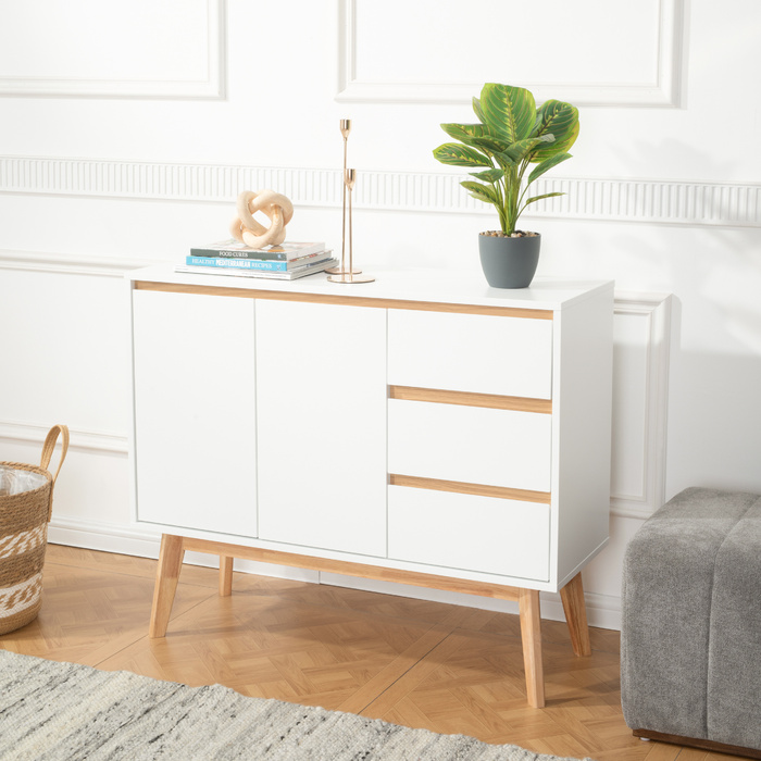 Сервант / комод TAROLO I 97x34x80 см 3 шухляди 2 двері білий hjh LIVING