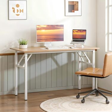 Розкладний письмовий стіл Sogesfurniture 100x60 см / 120x60 см для комп'ютера та офісу, дуб світлий / білий