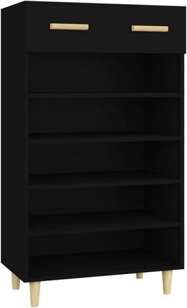 Шафа для взуття vidaXL, чорна, 60x35x105 см, ДСП — органайзер, стелаж, комод для зберігання взуття