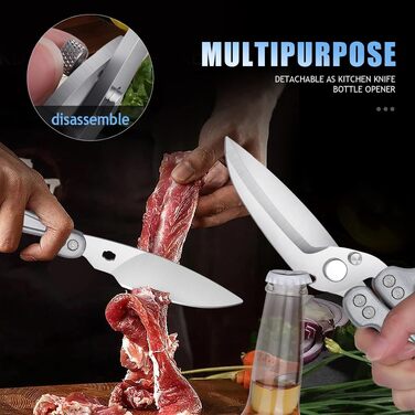 Ножиці кухонні DRAGON RIOT для м'яса, птиці та овочів, професійні, розбірні, сріблясті