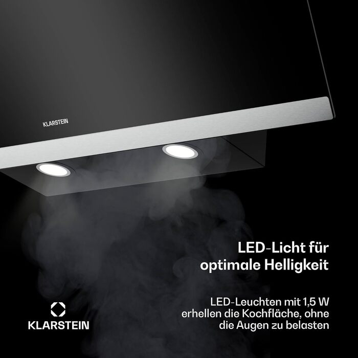 Витяжка кухонна Klarstein FlashLine 60 вбудована, 524 м³/год, сенсорне керування, LED-підсвітка, чорна з міддю, режим відведення та рециркуляції повітря, 90 см