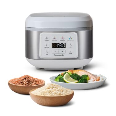 Рисівар електричний Panasonic SR-DA152WXE 1.5л (8 чашок) з функцією пароварки, білий
