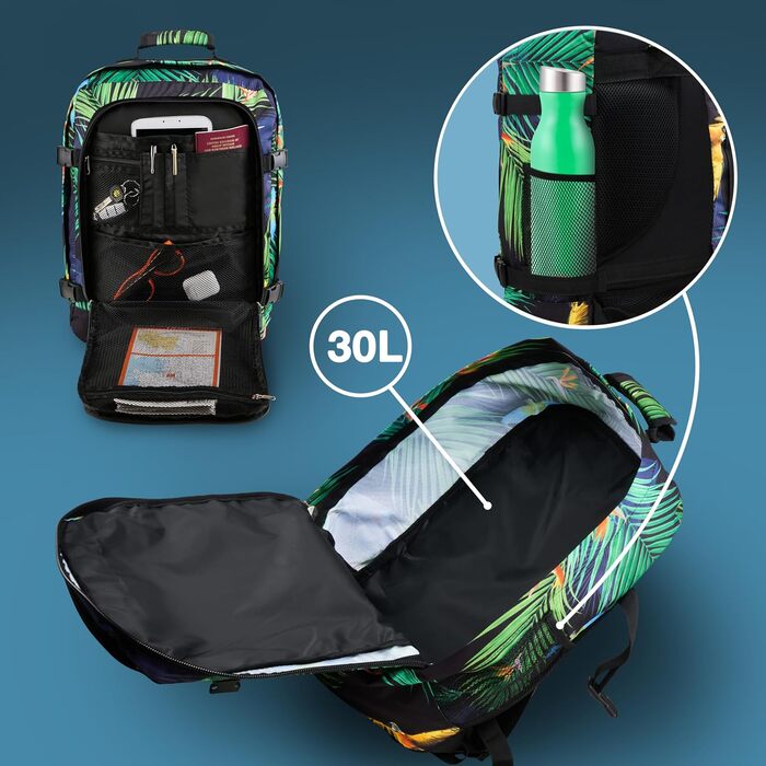 Рюкзак Cabin Max Metz 30L для ручної поклажі EasyJet 45x36x20 см, з переробленого поліестеру, місткий, з компресійними ременями