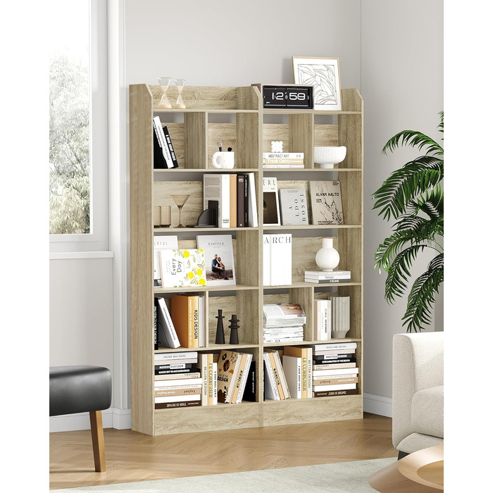 Стильний стелаж для книг Hzuaneri з 6 секціями, білий (Eichenbeige), 24 x 60 x 170 см | Для вітальні, офісу, спальні