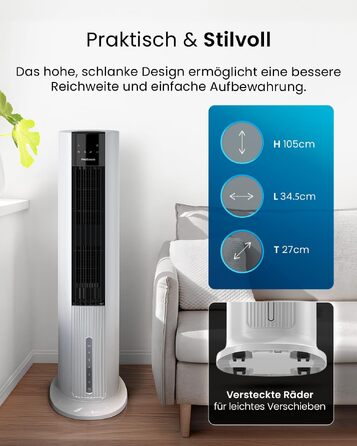 Повітряний охолоджувач Pro Breeze OmniAir з функцією водяного охолодження та пультом ДУ, 4 режими, 7л