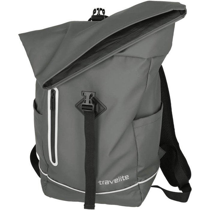 Рюкзак travelite Rolltop водонепроникний, велосипедний, міський, з роллтоп-застібкою та світловідбивачами, 19 л, 48 см, сірий (антрацит)