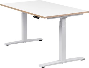 Електричний стіл для офісу boho office® 140x80 см, регульований по висоті, 2 мотори, пам’ять, білий, стільниця з мультиплексу