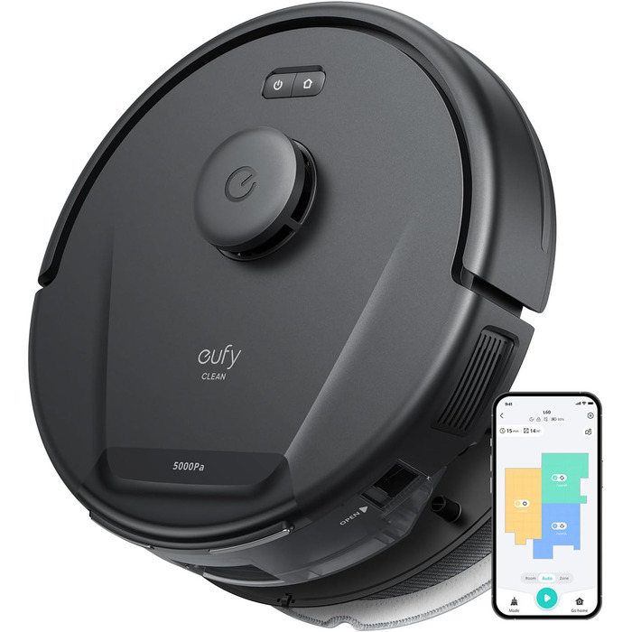 Робот-пилосос eufy L60 з базою самостійного очищення, потужність 5000Pa, захист від намотування волосся, 60 днів без випорожнення, лазерна навігація iPath (відновлений), гібридна модель
