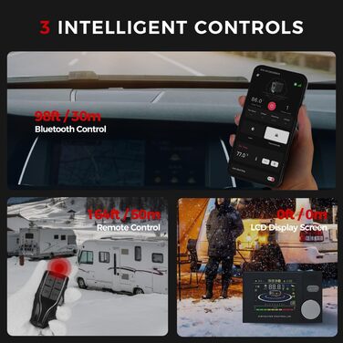 Дизельний опалювач 8kW з Bluetooth, 12V/24V/230V для вантажівок, фургонів, автодому, з автоматичним запуском та адаптером живлення, 2025 року випуску, блакитний