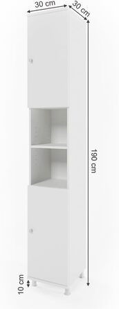 Шафа для ванної Vicco Fynn, біла, 30x190 см, вертикальна