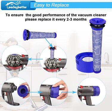 Набір з 3 HEPA фільтрів для пилососа Dyson V8/V7 Animal Absolute Motorhead, змінні післямоторний і передмоторний фільтри, аксесуари, сумісні з моделями #965661-01, #967478-01