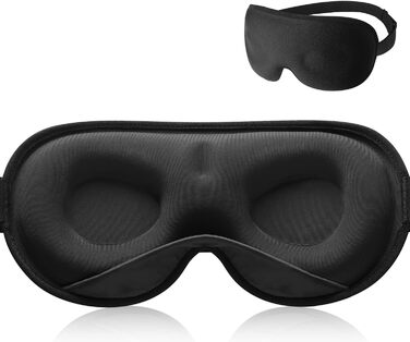 Umisleep 3D маска для сну з обтяженням 120 г, світлонепроникна, для чоловіків і жінок, чорна, регульований ремінець, для подорожей і йоги