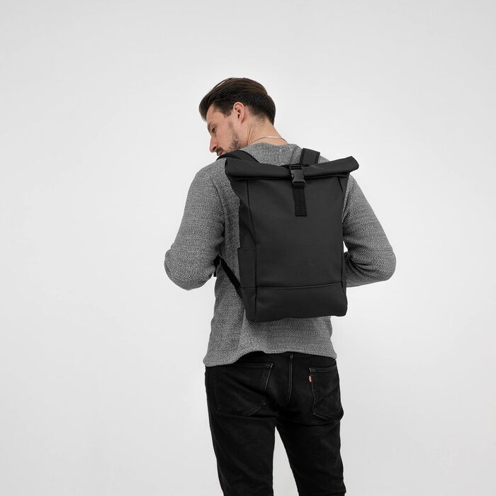 Рюкзак Johnny Urban Harvey Medium чорний, роллтоп 15л, водостійкий, для ноутбука, для міста, унісекс